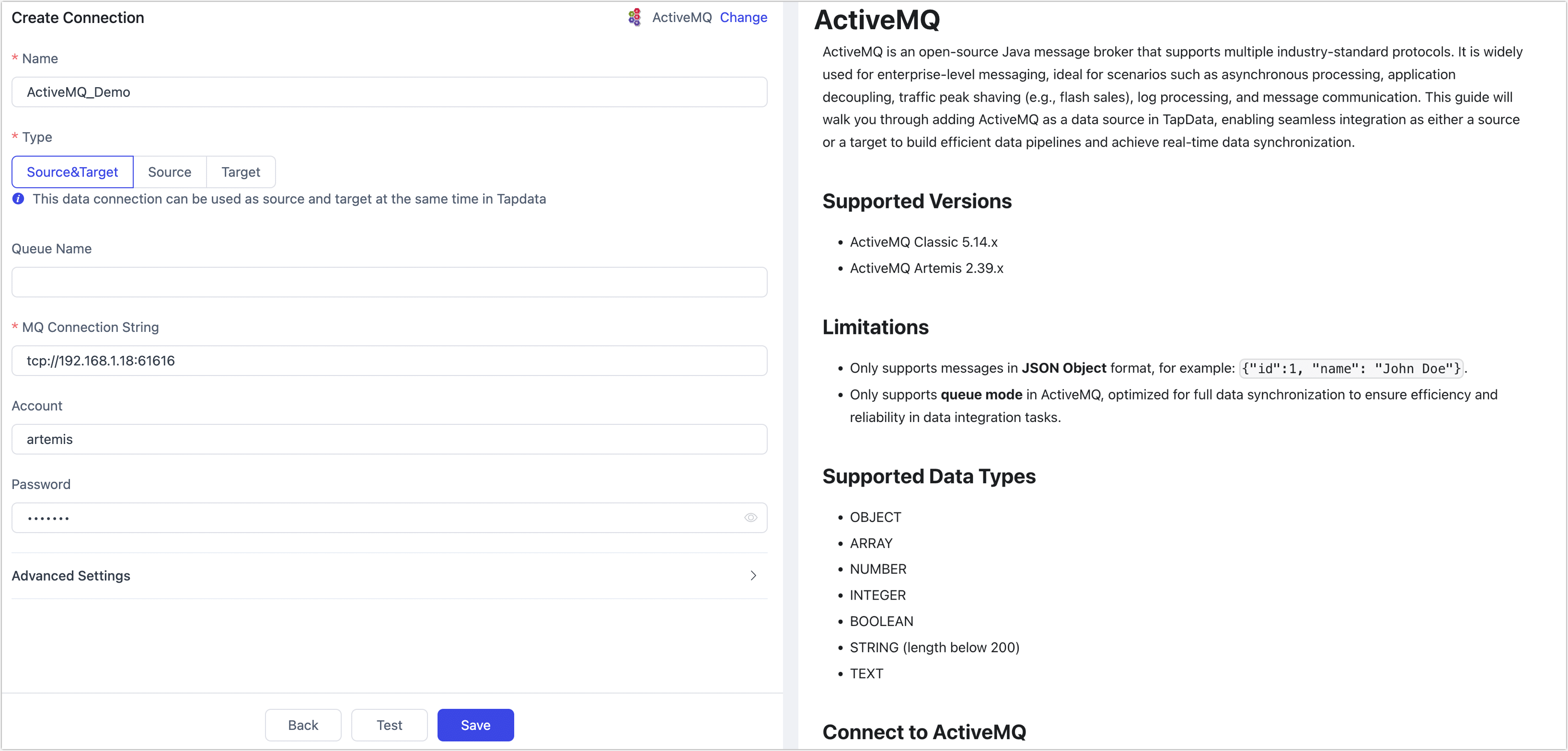 ActiveMQ Connection Setup