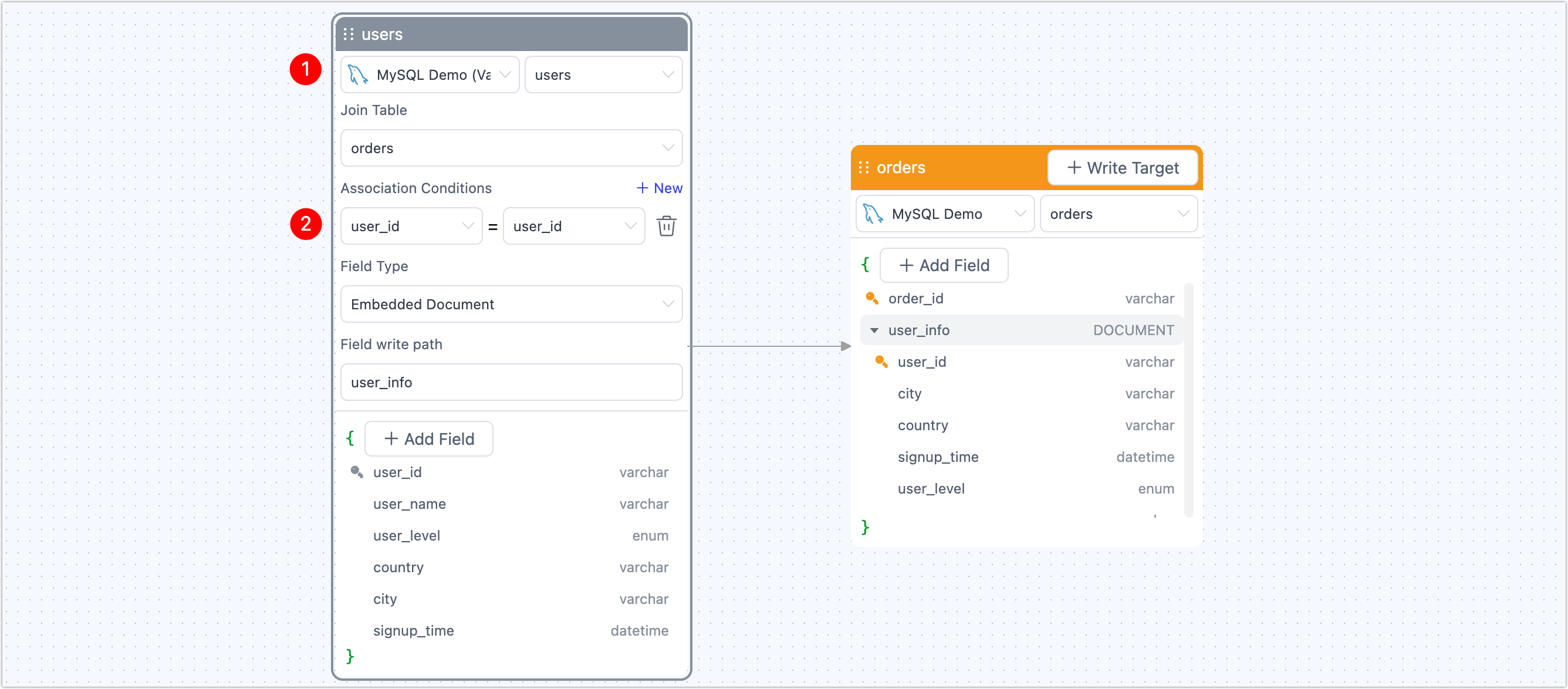 Add user_info to main table