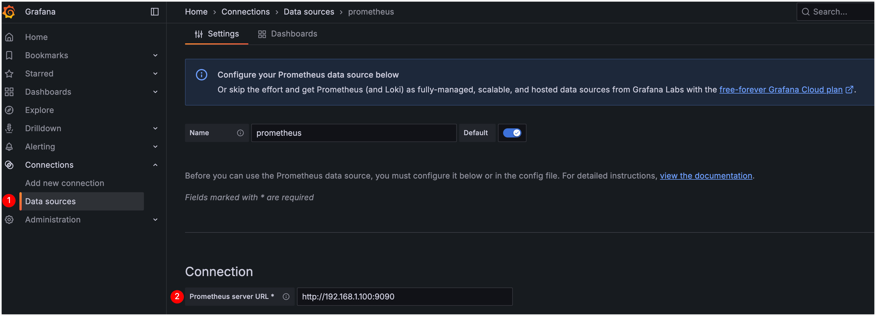 Configuring data source